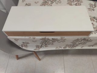 Estante de pared con cajón madera y blanco