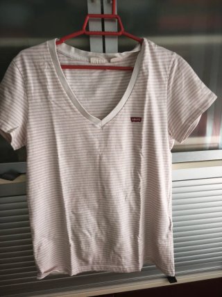 Camiseta Levis Rayas Algodón Beige/Blanco