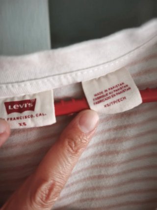 Camiseta Levis Rayas Algodón Beige/Blanco