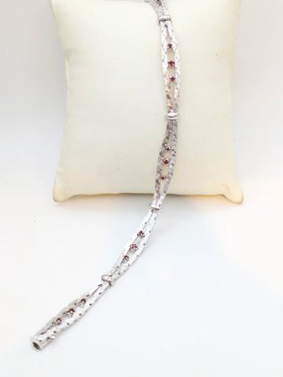 Pulsera Oro Blanco 18k con Rubíes