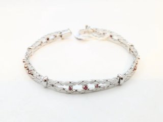 Pulsera Oro Blanco 18k con Rubíes