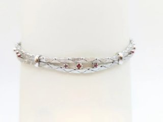 Pulsera Oro Blanco 18k con Rubíes