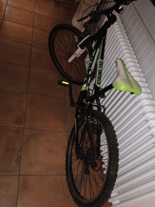 Bicicleta infantil negra y verde