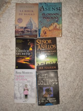 Lote 6 libros: Asensi, Tolkien, Follett...