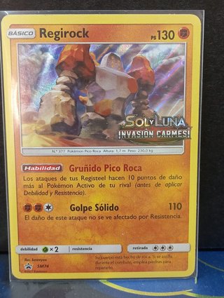 Carta Pokémon Regirock SM74 Sol y Luna Promo