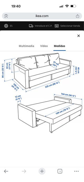 Sofá Cama IKEA FRIHETEN Gris