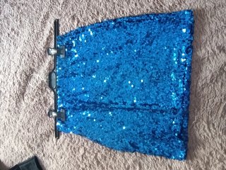 Falda de lentejuelas azul brillante