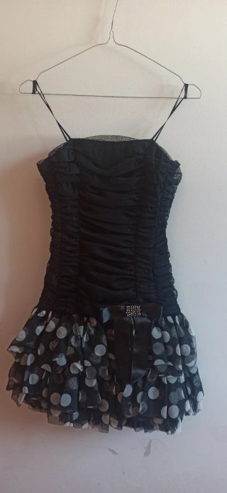 Vestido fiesta negro lunares