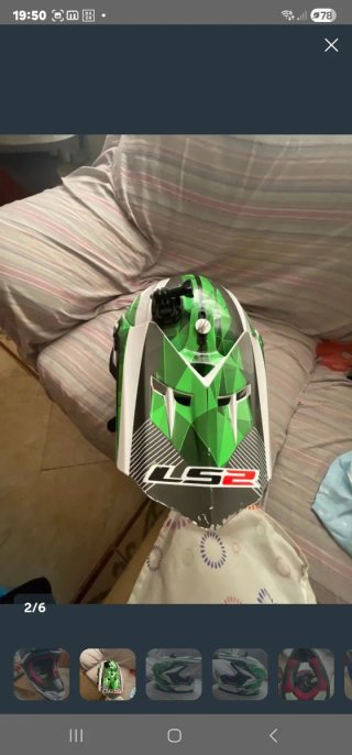 Casco Motocross LS2 Verde y Blanco
