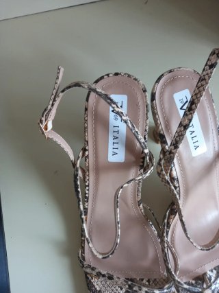 Sandalias V Italia Piel Serpiente Beige Marrón