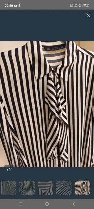 Camisa Zara Talla M/L Rayas Blanco y Negro