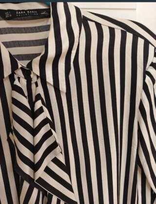 Camisa Zara Talla M/L Rayas Blanco y Negro