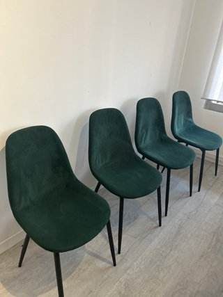 Juego de 4 sillas de terciopelo verde