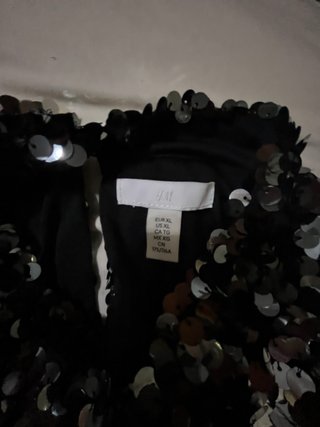 Vestido lentejuelas H&M negro y plata Talla XL