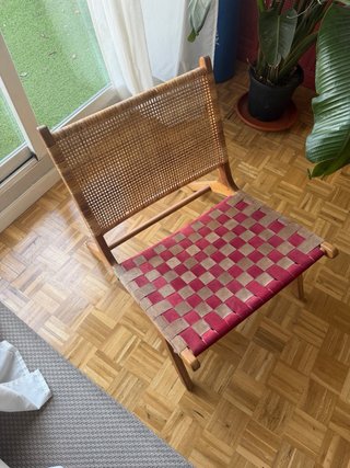 Sillón diseño ratán y piel