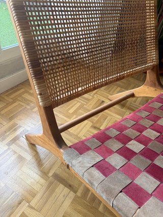 Sillón diseño ratán y piel