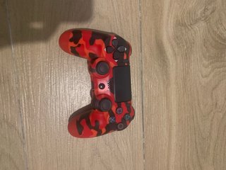 Mando PS4 Camuflaje Rojo y Cable