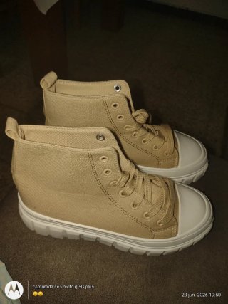 Botas de lona altas beige