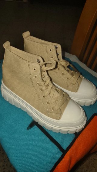 Botas de lona altas beige