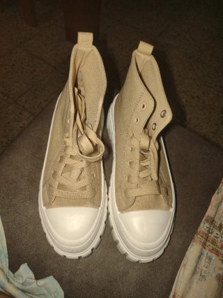 Botas de lona altas beige
