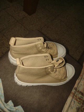 Botas de lona altas beige