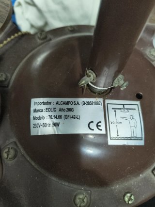 Lámpara Ventilador Marrón 3 Velocidades