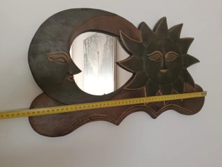 Espejo Sol y Luna Artesanal Madera