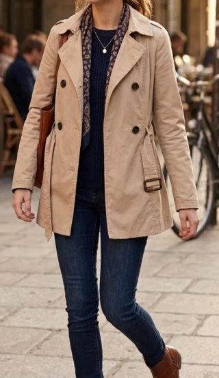 Gabardina beige de largo medio
