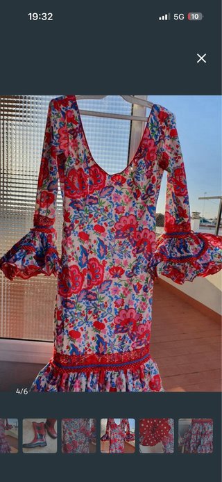 Traje de flamenca gitana multicolor