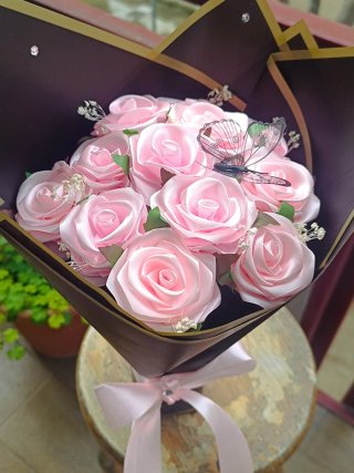 Flores de Satén Rosas y Amarillas