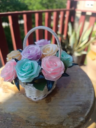 Flores de Satén Rosas y Amarillas
