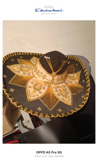 Sombrero Mexicano Charro Negro Bordado Dorado