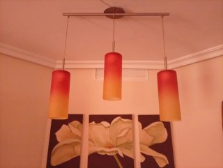 Lámpara colgante comedor cristal y metal