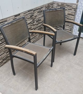 4 Sillas de Jardín Metal y Madera