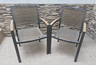 4 Sillas de Jardín Metal y Madera
