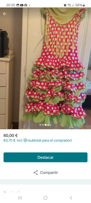 Traje Flamenca Niña Talla 7