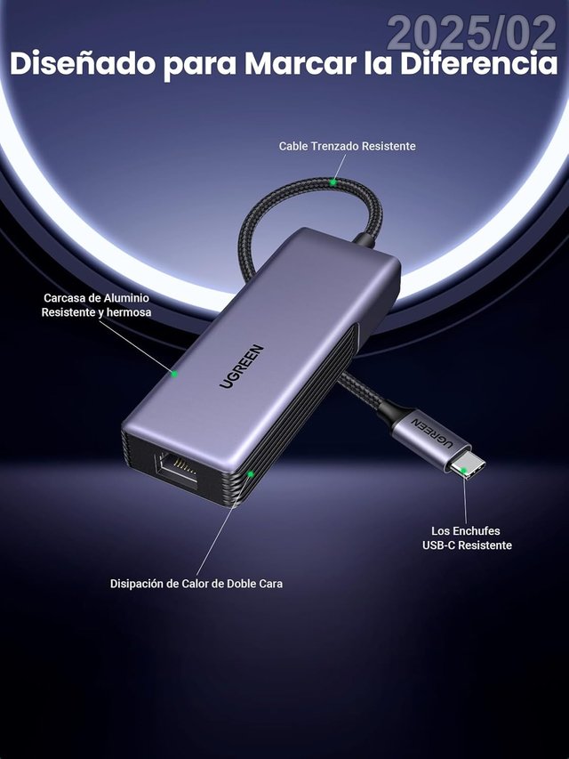 UGREEN Adaptador Red USB-C Ethernet RJ45 5G 35921