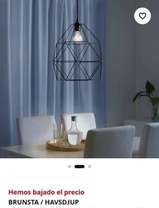 Lámpara Techo BRUNSTA Ikea Negra 30cm