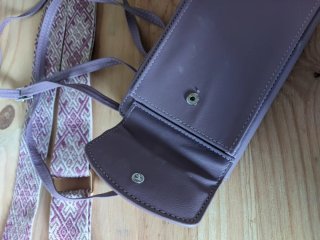 Bolsa teléfono monedero morado con 2 correas