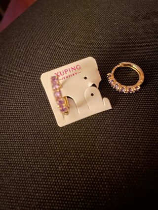 Pendientes Oro Laminado 14k Morados XUPING