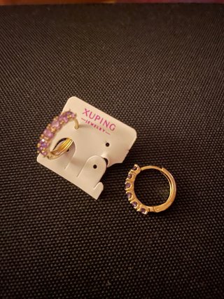 Pendientes Oro Laminado 14k Morados XUPING