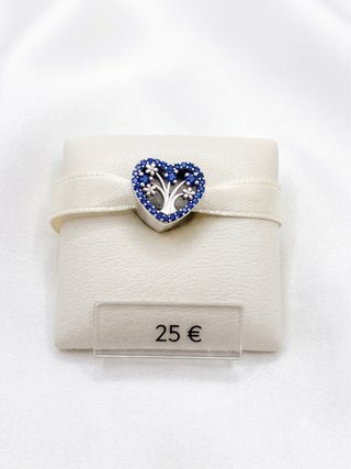 Colgante Corazón Árbol Vida Azul Plata