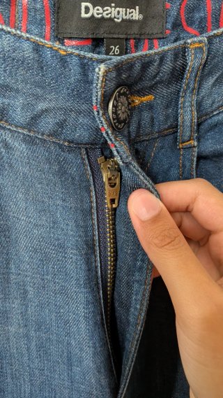 Desigual Pantalones Denim Anchos Azules