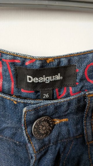 Desigual Pantalones Denim Anchos Azules