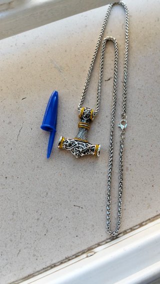 Cadena trenzada con colgante martillo vikingo