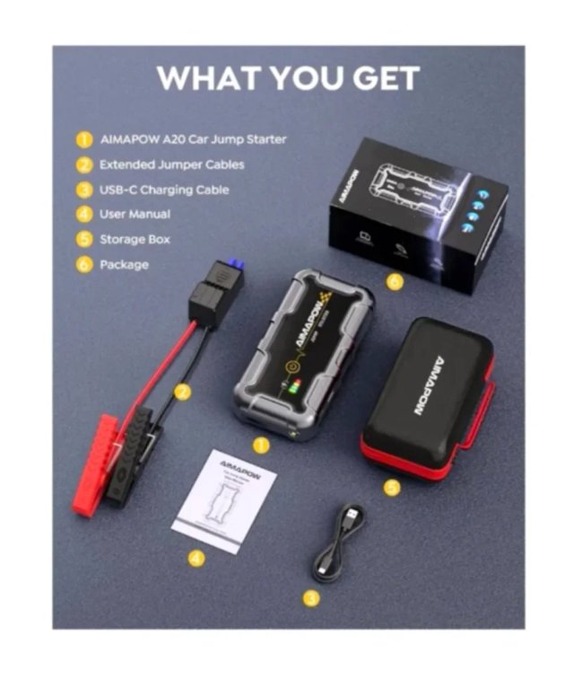 Arrancador Batería Coche 12V 20000mAh
