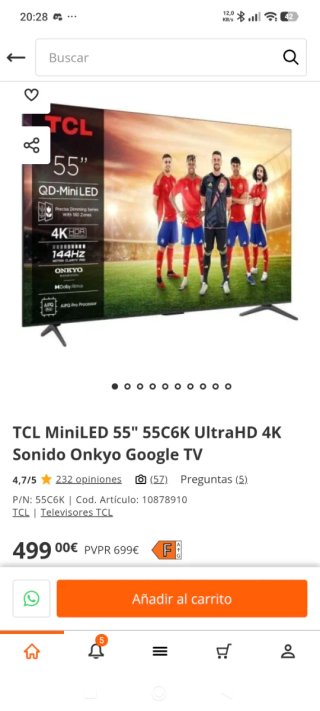 TCL QD-Mini LED 55 QLED 55C6K Nueva por estrenar