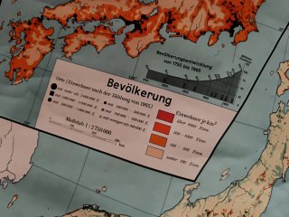 Gigante mapa Vintage Japón / Schulwandkarte