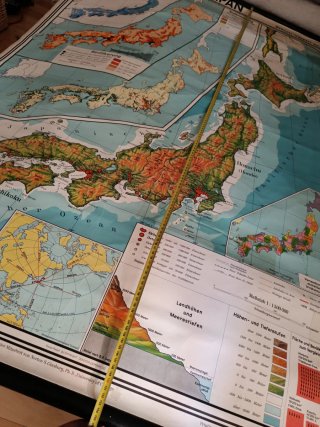 Gigante mapa Vintage Japón / Schulwandkarte
