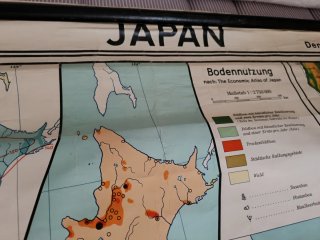 Gigante mapa Vintage Japón / Schulwandkarte